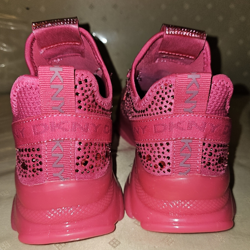 DKNY Pink Studded Sneakers Sz 9 - Picture 6 of 8
